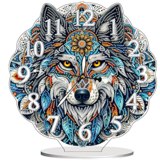 Diamond Painting Leuchtende Uhr Wolf
